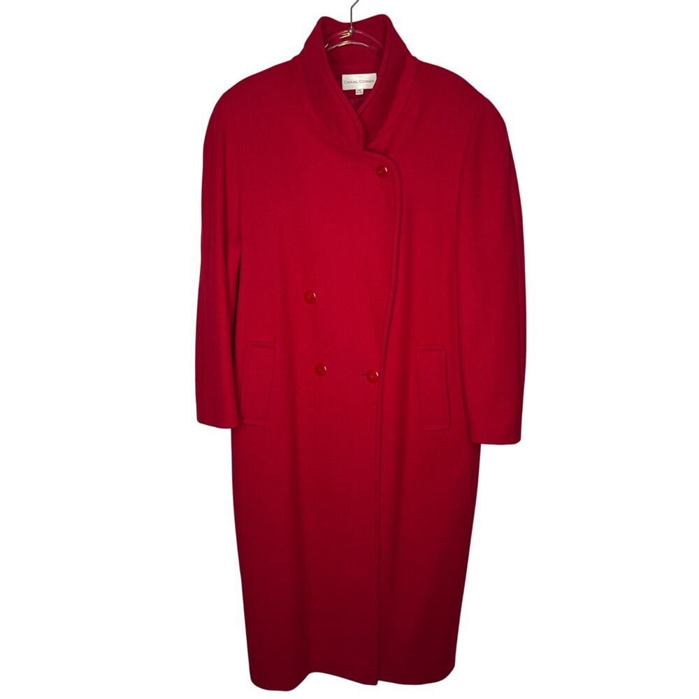 1980s Casual Corner Red Wool Long Coat Made in USA medium - Large - Picture 3 of 16